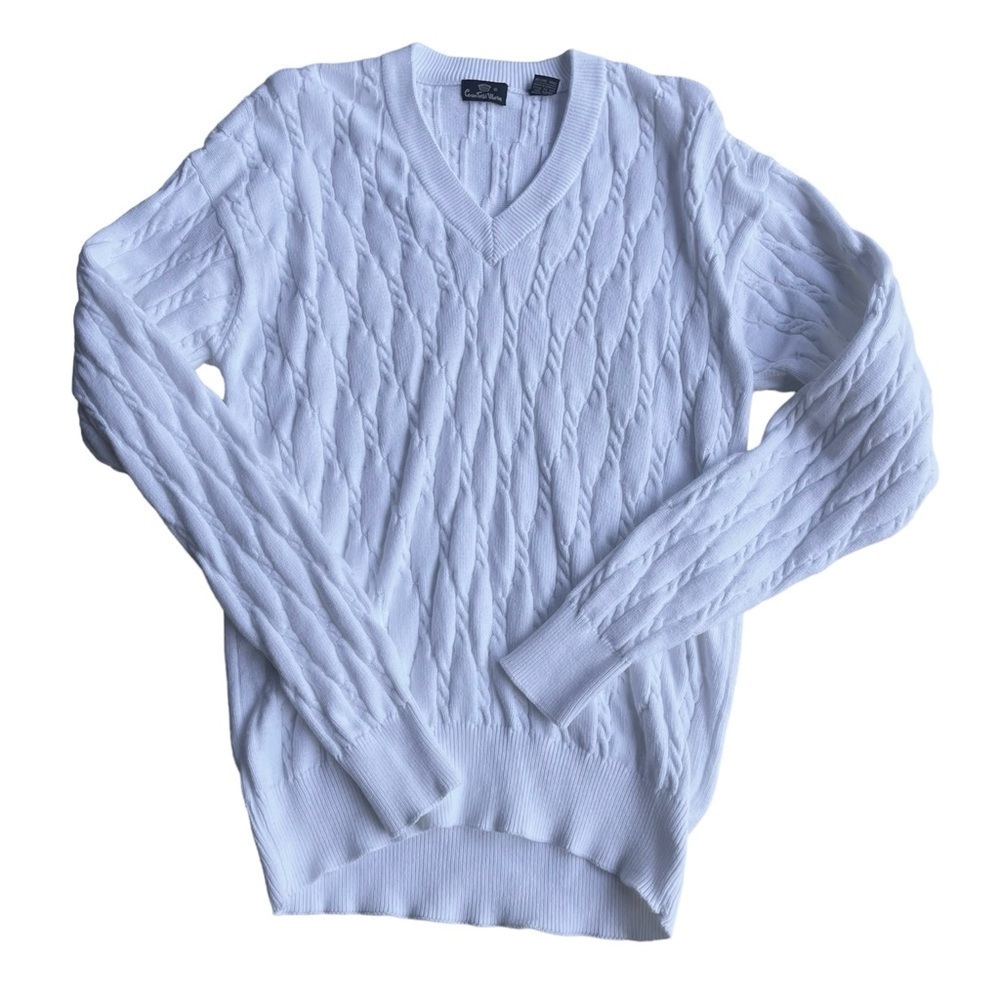 Countess Mara White Fisherman’s Cable Knit Sweater US XL